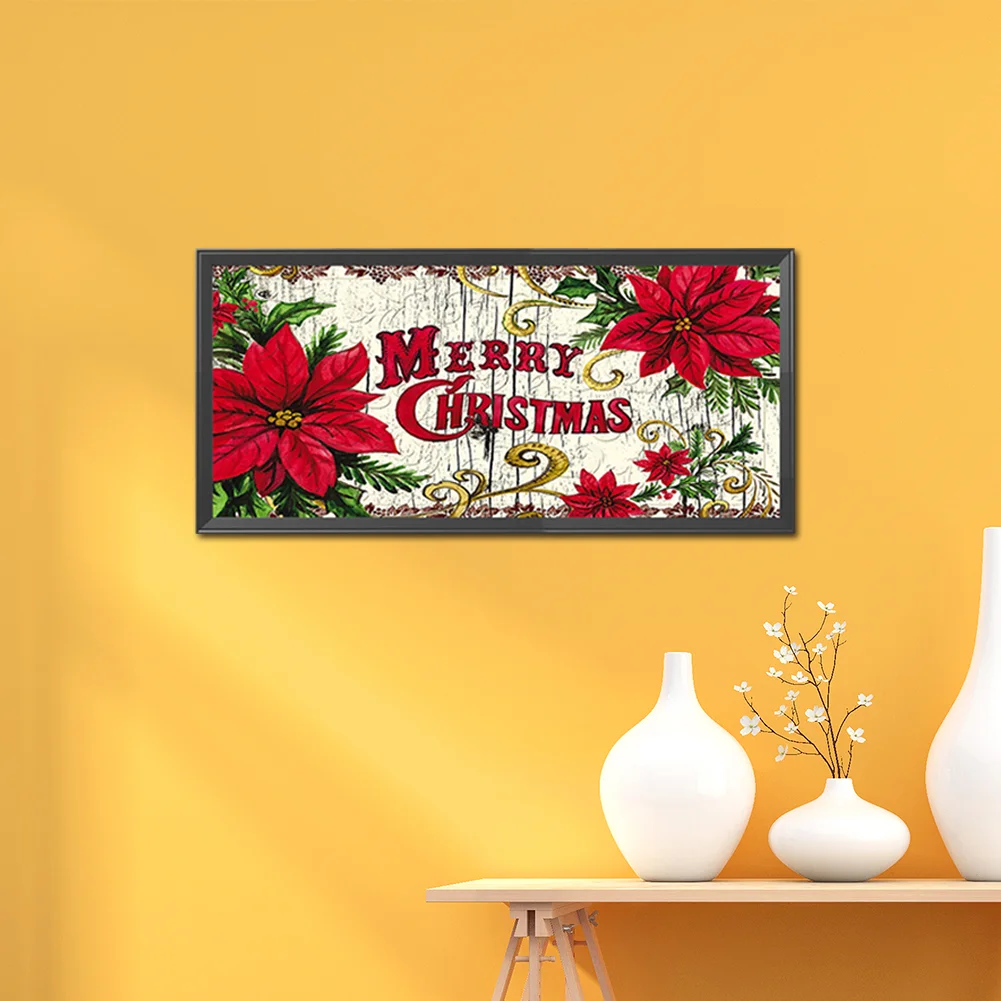 Diamond Painting - Full Round Drill - Christmas Flower(50*25cm)