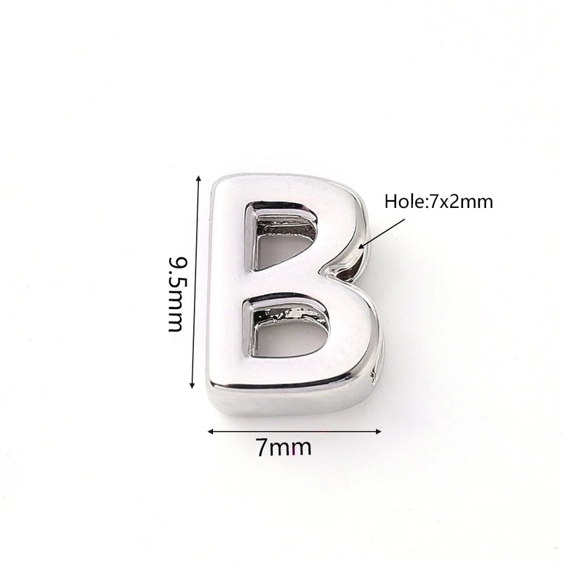 1 Pc/Package 9.5x6mm 9.5×7.5mm 9.5x8mm 7x2mm Copper White Gold Plated Letter Bubble Polished Beads