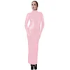 High Quality Sissy Hobble Dress Wetlook PU Leather Bodycon Maxi Dress with Gloves Man Male Sissy Pencil Dress Club Party Dress