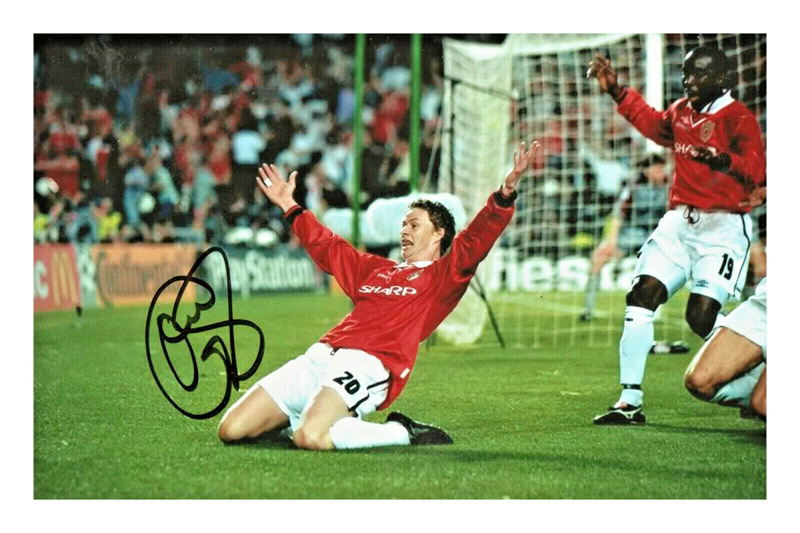 Ole Gunnar Solskjaer Signed A4 Autograph Photo Poster painting Print Manchester United FC 1999