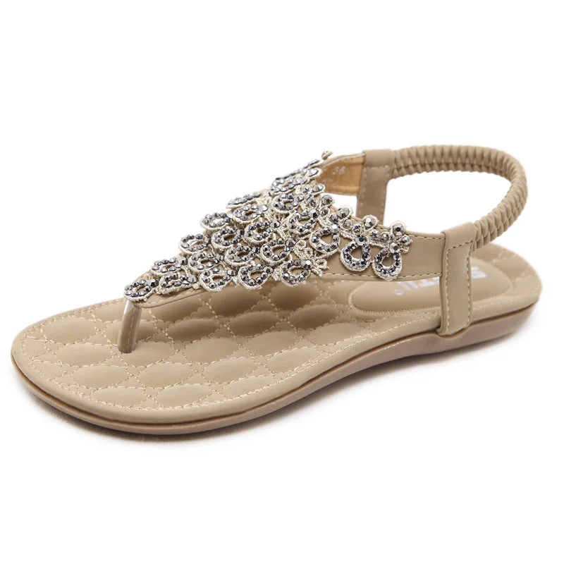 Rhinestone Sandal Women's Flat Sandals Flip Flop Jeweled Dress Sandals for Women Summer Wedding