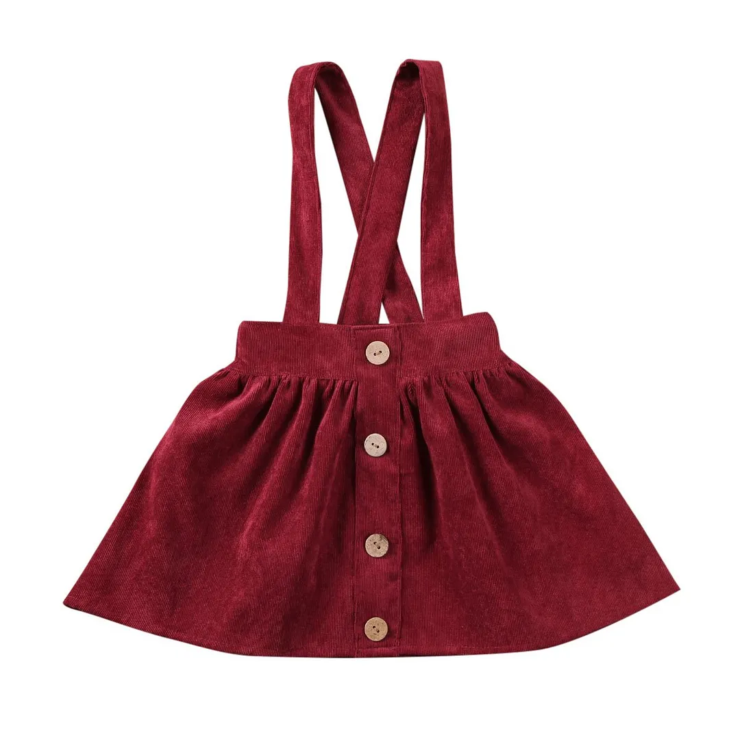 2020 Baby Summer Clothing Toddler Kids Baby Girls Party Strap Suspender Gown Solid Overalls Dresses Corduroy Outfits