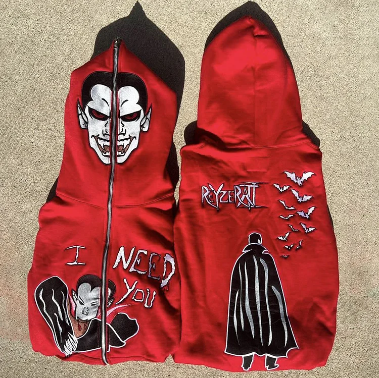 Street Style Statement Long Sleeve Zip Hoodie