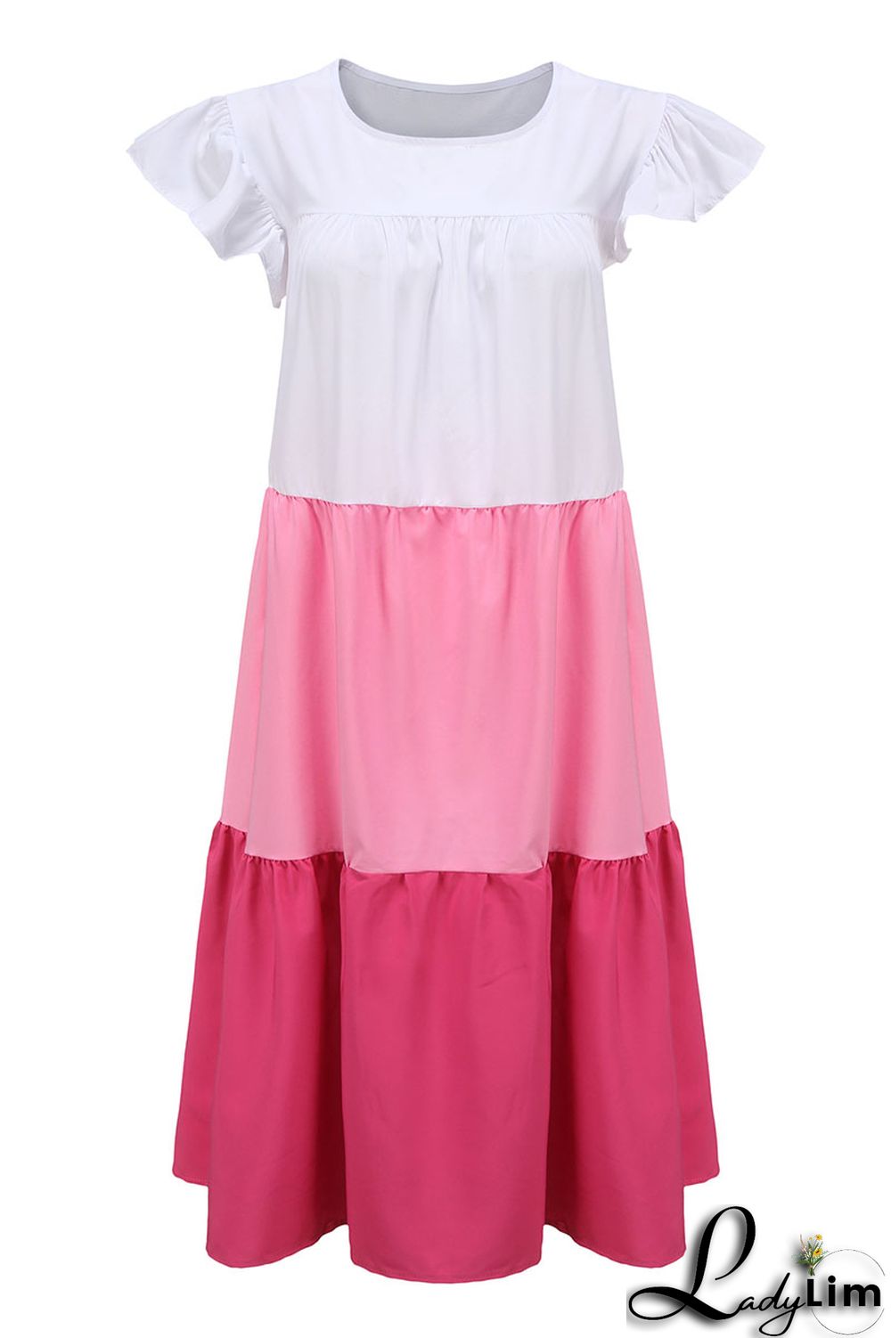 Green Casual Solid Split Joint O Neck A Line Dresses