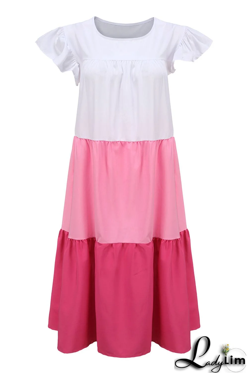 Green Casual Solid Split Joint O Neck A Line Dresses