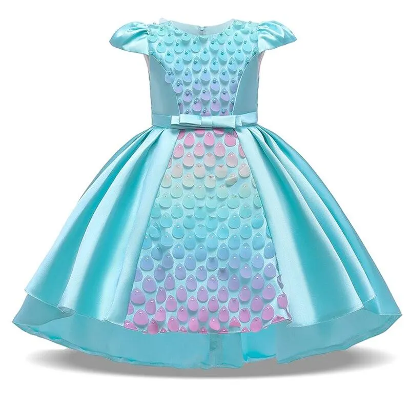 2021 Summer Sequins Fish Dress Girl Clothes Kids Dresses For Girls Children Ball Gown Evening And Party Princess Dress Mermaid