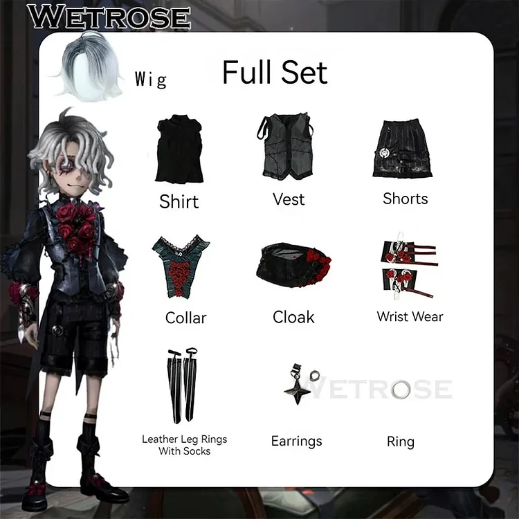 【Wetrose】In Stock Luminary Identity V Cosplay Costume Patient Gothic Vampire Wedding Groom Prince Wig Full Set