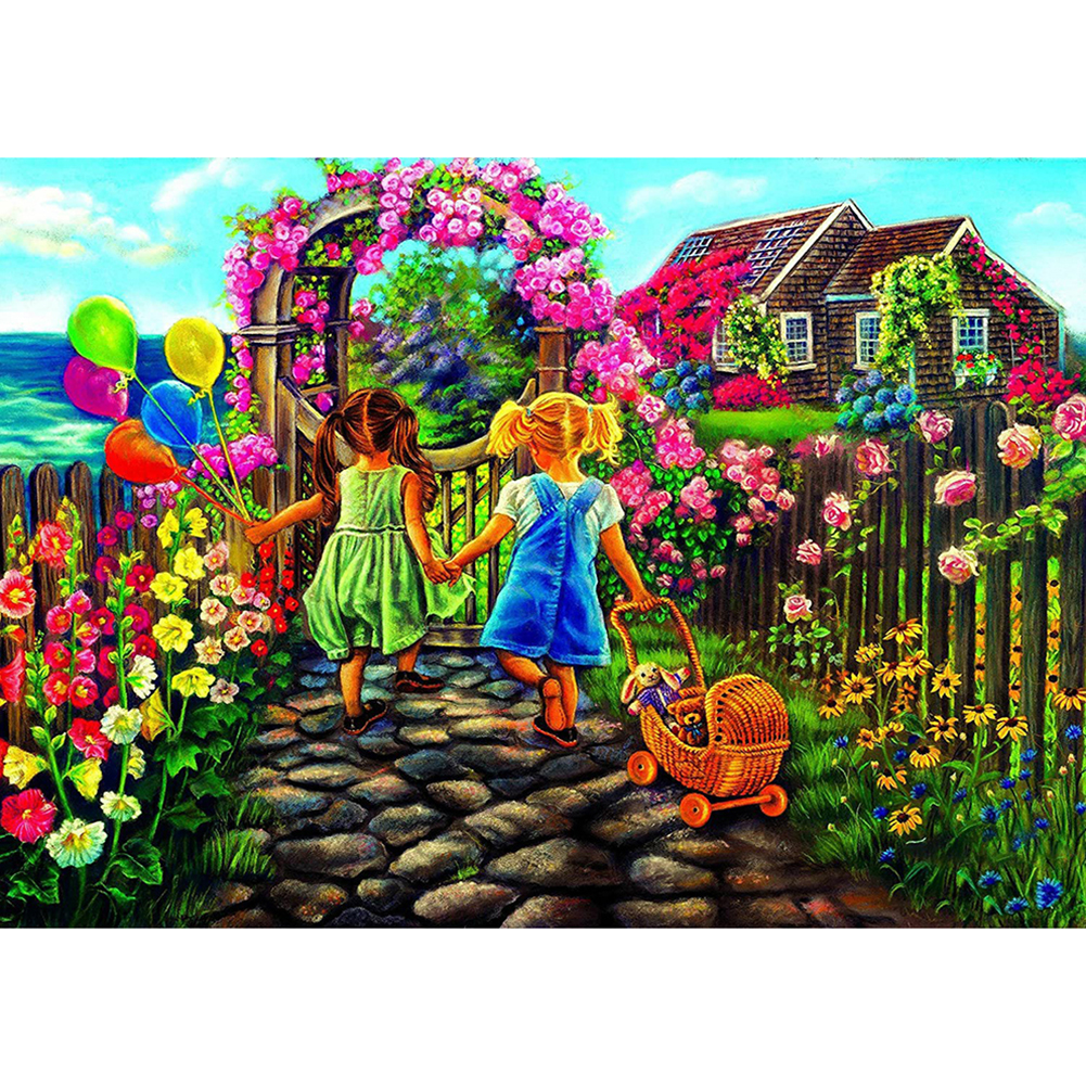 

40*30CM - Round Drill Diamond Painting - Garden Sisters, 501 Original