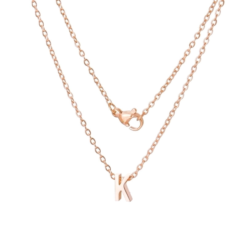 Stainless Steel Rose Gold Plated Minimalist Letter None Pendant Necklace