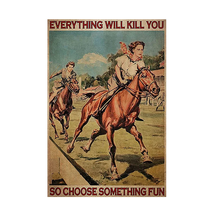 Cowgirl - enseigne vintage en étain - 7.9x11.8 & 11.8x15.7inch
