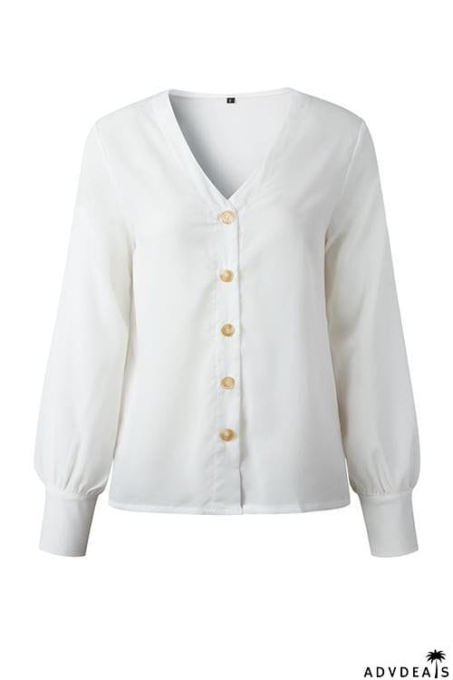 Button Puff Sleeve Shirt