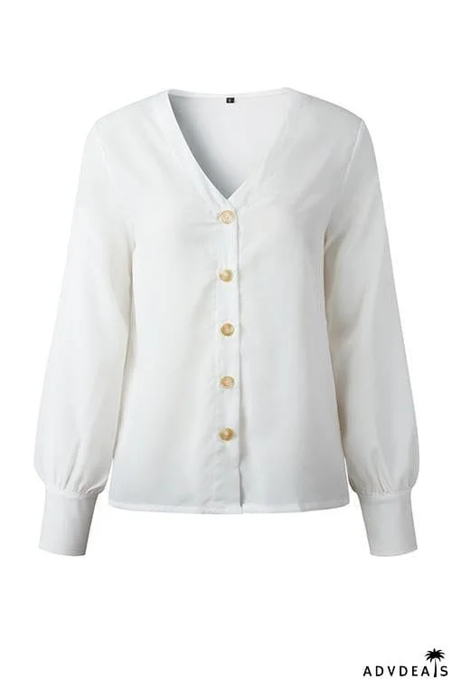 Button Puff Sleeve Shirt
