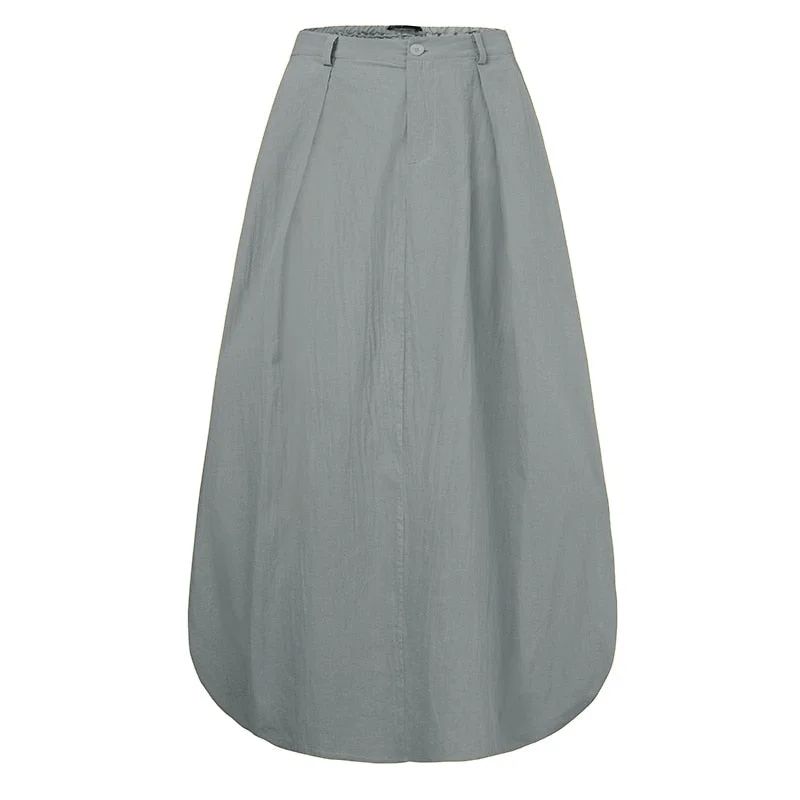 2022 Vintage Summer Skirts ZANZEA Women High Waist Solid Cotton Linen Skirt Saia Female Beach Maxi Long Skirts Jupe Faldas  7