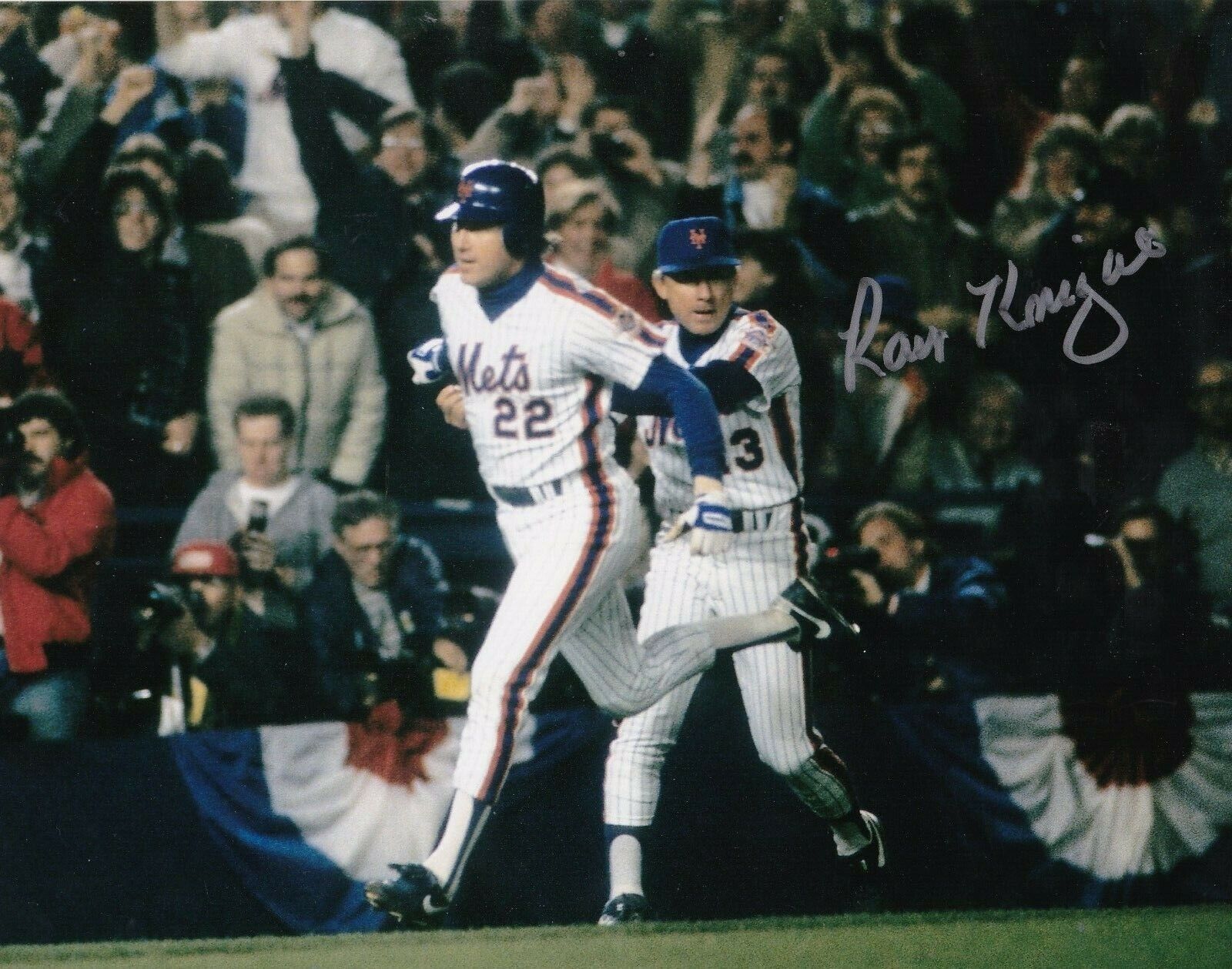 RAY KNIGHT NEW YORK METS ACTION SIGNED 8x10