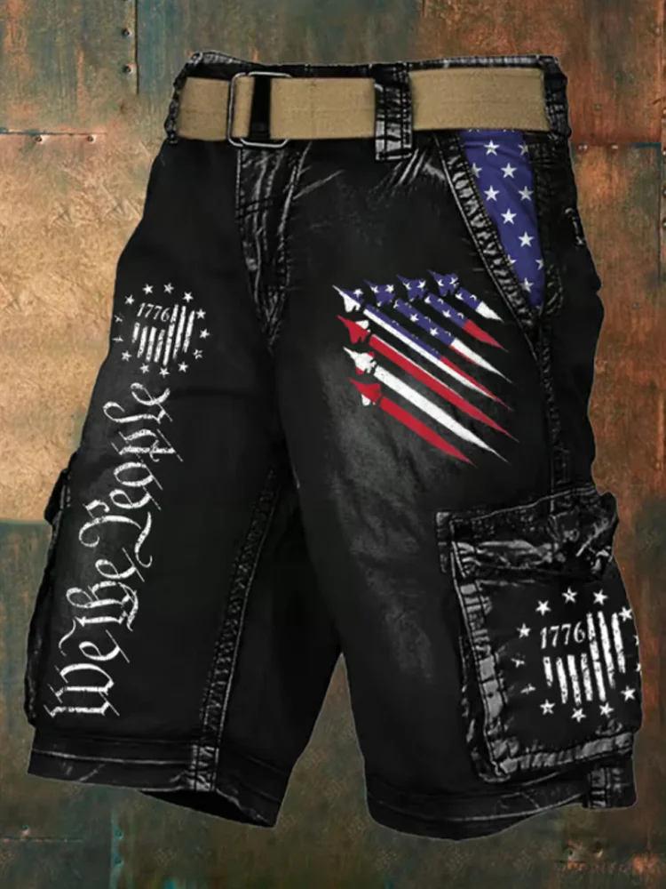 Usa Independence Day Printed Cargo Shorts