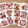 12Pcs Valentines Bear Dog DIY Diamond Painting Greeting Cards for Adults Gifts