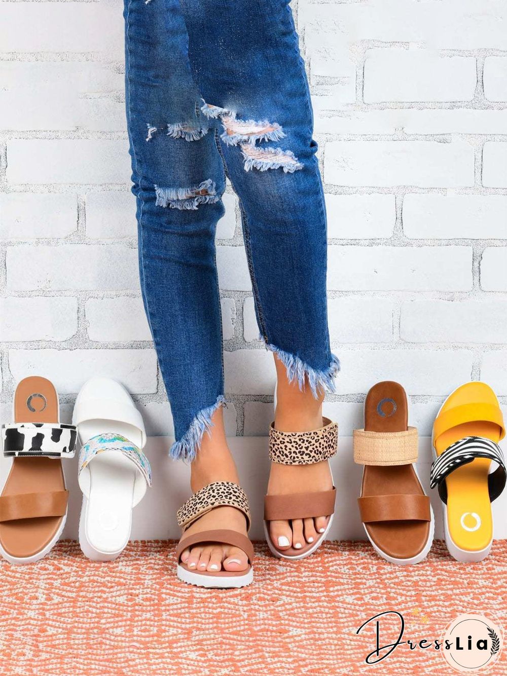 Leopard Print Snake Print Zebra Print Cow Print Strap Casual Slippers