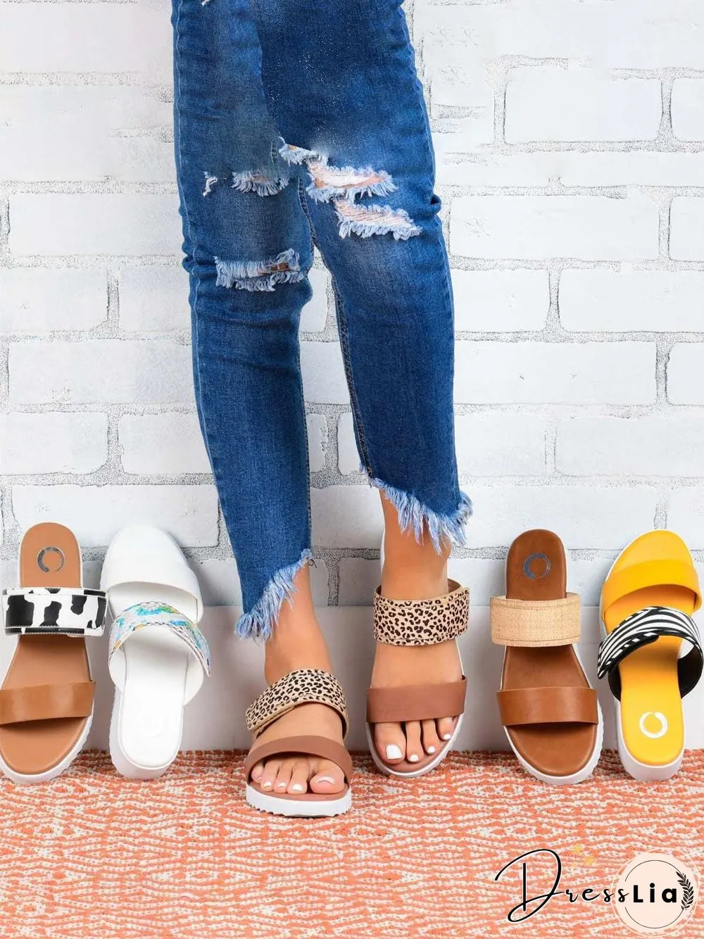 Leopard Print Snake Print Zebra Print Cow Print Strap Casual Slippers