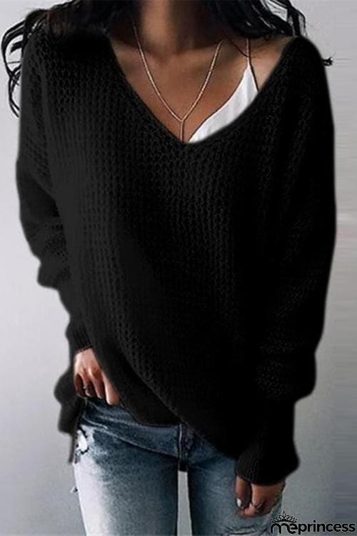 V Neck Loose Sweater