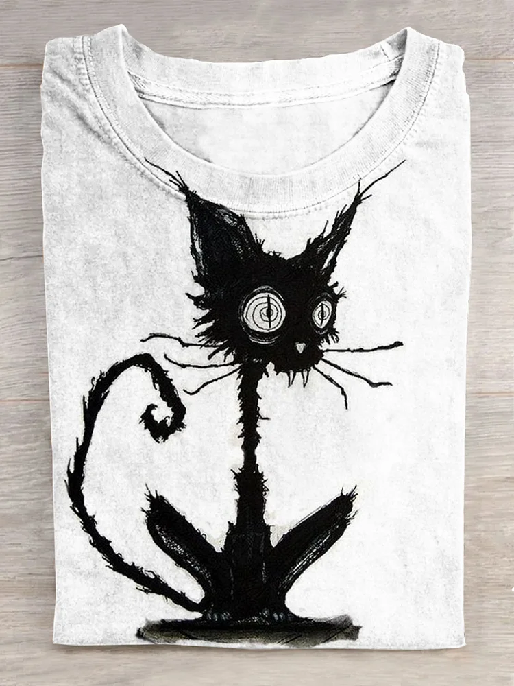 Funny Cat Art Print T-shirt