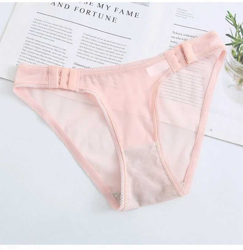 Adjustable Buckle Panties Women Low-Rise Briefs Underwear Sexy Lace 6 Color Underpants Lovely Girl Secret Intimates Lingerie