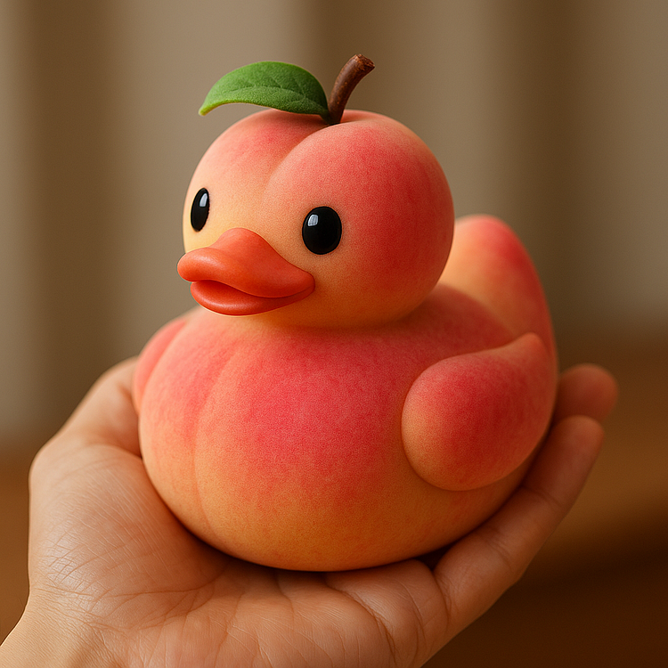 🍑🦆 Whimsical Fruit-Themed Duck Figurines