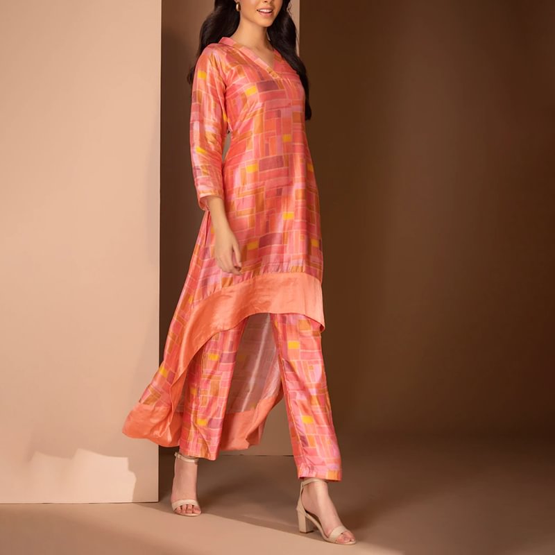 Fashion Printed Stitching Two Piece Set