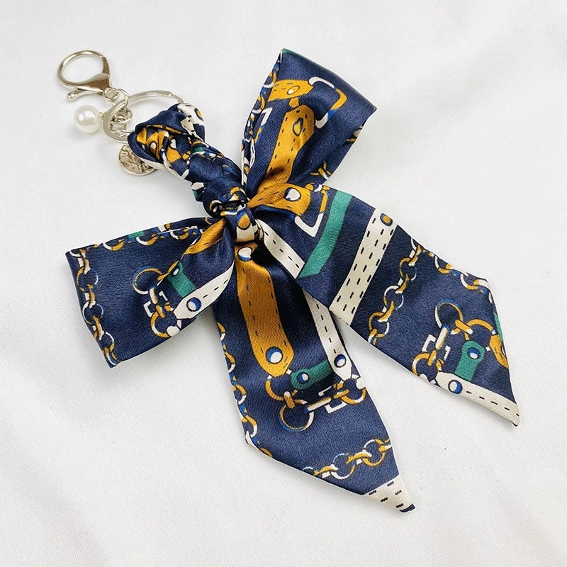Sweet Minimalist Bow Knot Cloth Metal Unisex Bag Pendant Keychain