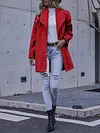 Simple Solid Color Lapel Collar Buttoned Loose Casual Woolen Outerwear