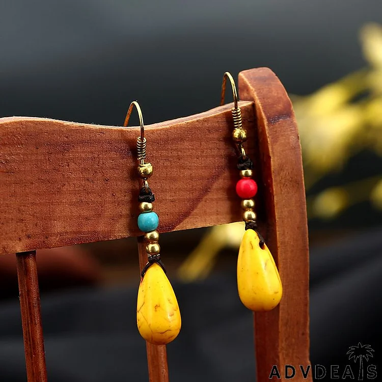 Women's Vintage Boho Semi-Precious Stone Water Drop Drop Earrings