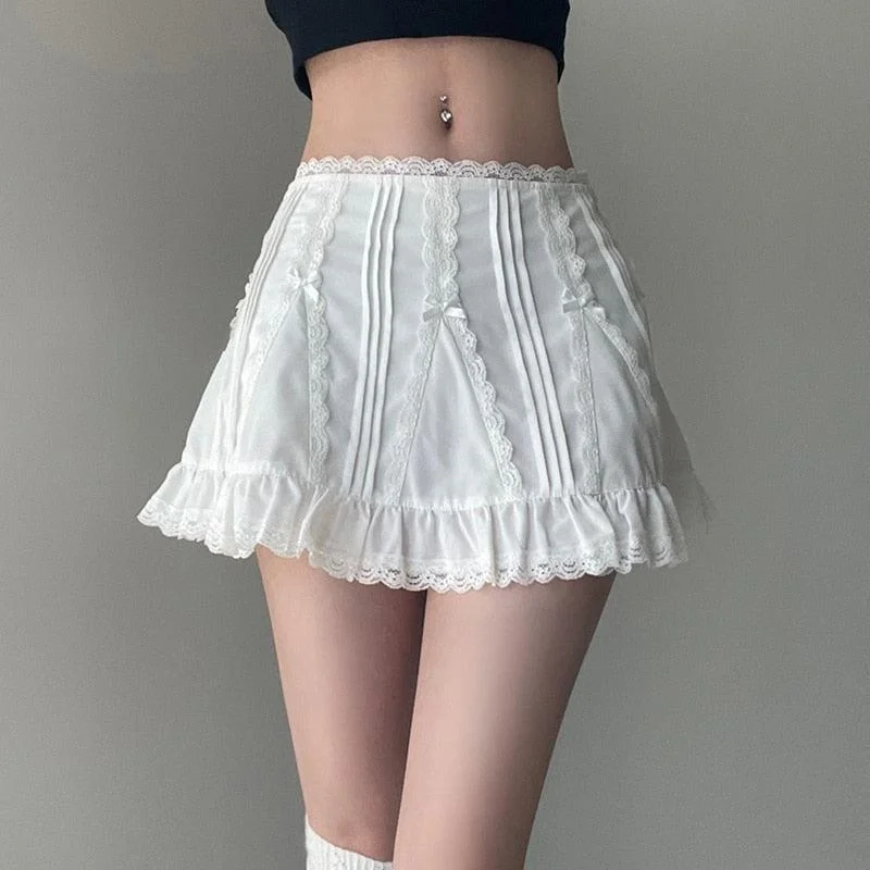 Brownm Frill Hem Mini Skirt