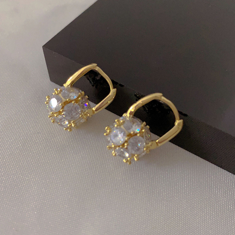 Fashion Gold Geometric Sparkly Ball Rhinestone Earrings 2024 - Flycurvy 
