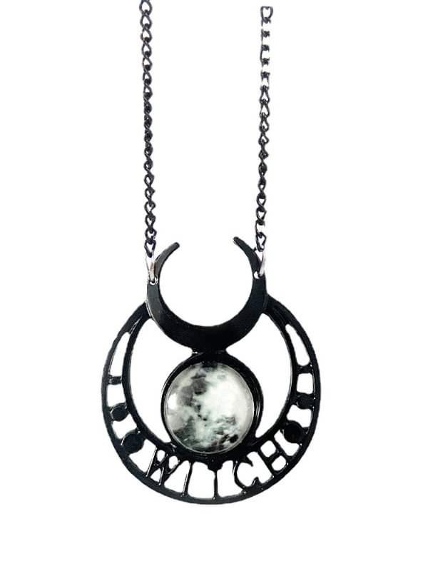 Punk Witch & Moon Necklace