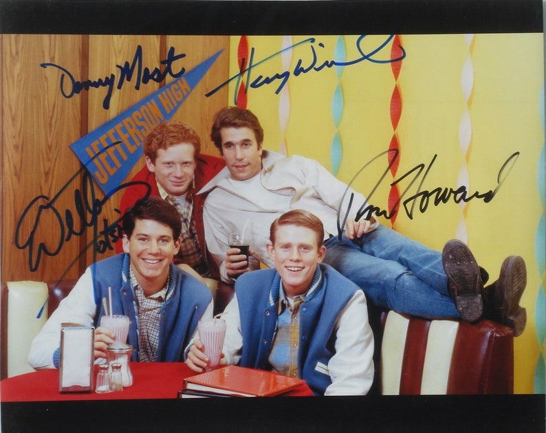 HAPPY DAYS CAST Signed Photo Poster painting X4 Ron Howard, Henry Winkler, Anson Williams, Donny Most wcoa