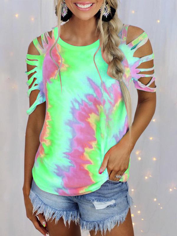 Women Half Sleeve V-neck Solid Color Dress