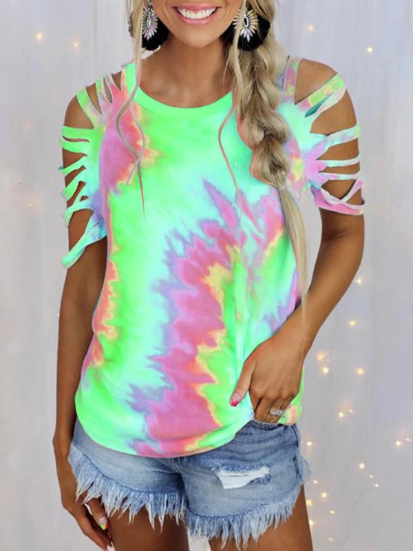 Women Half Sleeve V-neck Solid Color Dress