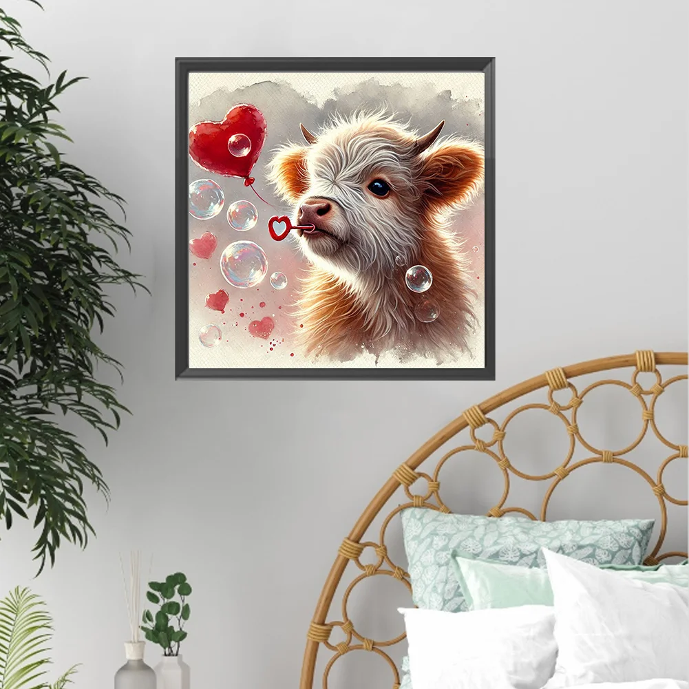 Diamond Painting - Full Square Drill - Valentine's Day Cow(Canvas|35*35cm)