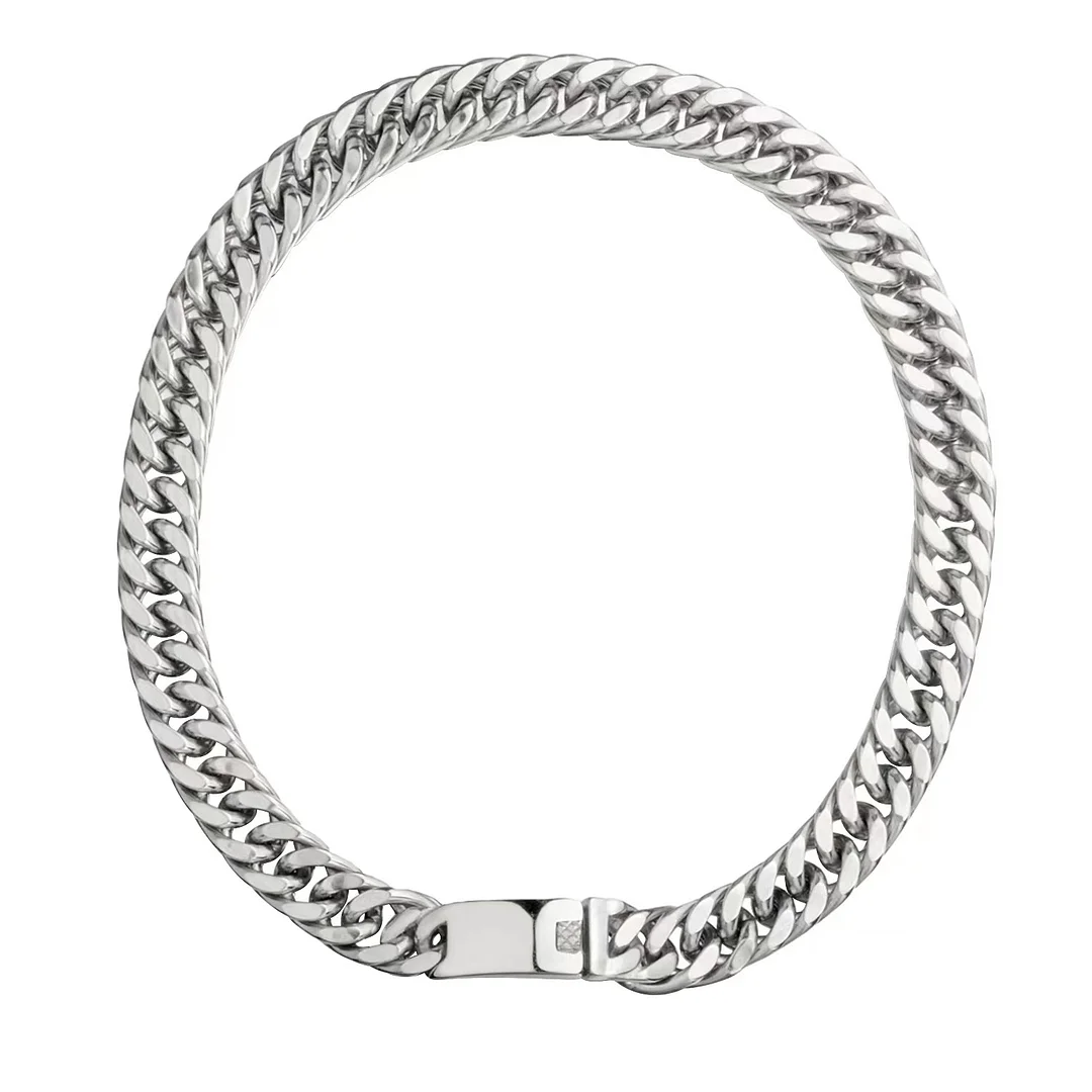 Miami Cuban Chain Necklace for Men, Sliver Titanium Stainless Steel Men Chunky Curb Link Hip Hop Necklace Chains, 8" 8.5" 9" 16" 18" 20" 22" 24" 26" 28" 30" Length