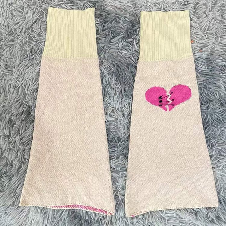 Love Heart Knit Leg Warmers - Modakawa Modakawa