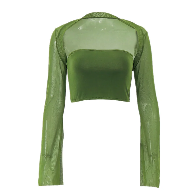 Uveng Uveng Autumn Women's Fashion Hot Girl Pure Desire Two-Piece Slim Strapless Vest Long Sleeve Top