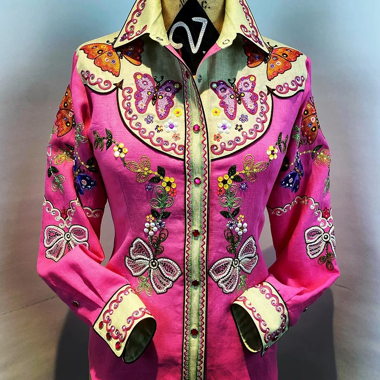 Women's Butterfly Embroidered Print Shirt
