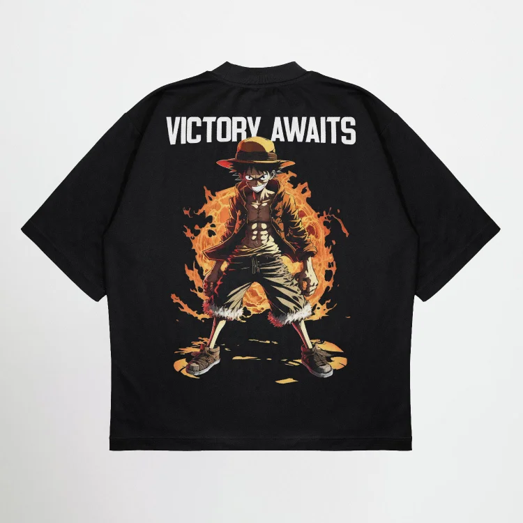 VICTORY AWAITS x D. LUFFY - ONE PIECE Oversized Shirt (Backprint)