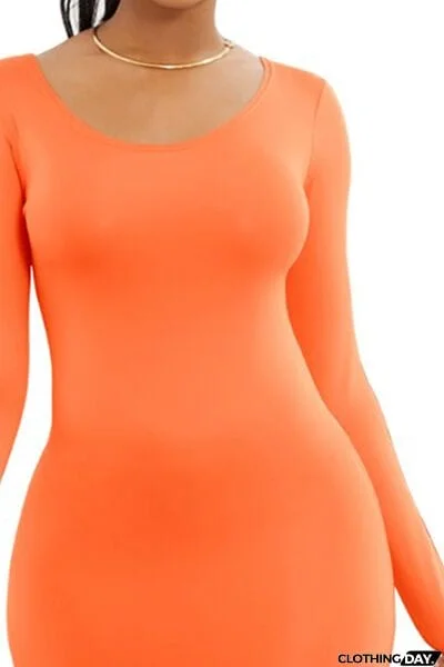 Round Neck Long Sleeve Maxi Wrap Dress