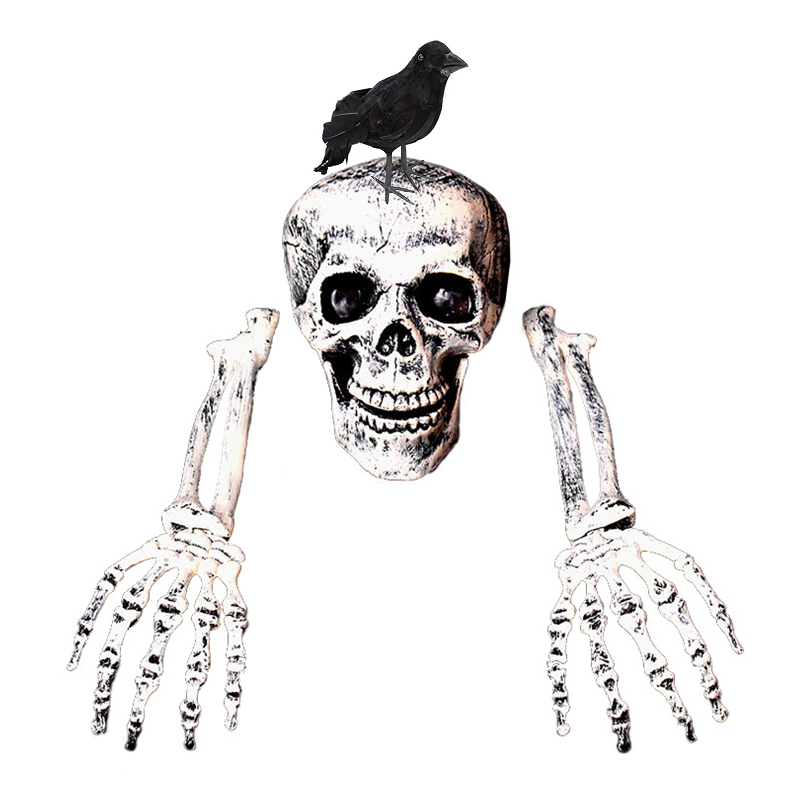 

Halloween decoration skull hand bones plus black crow simulation skull prop, 501 Original