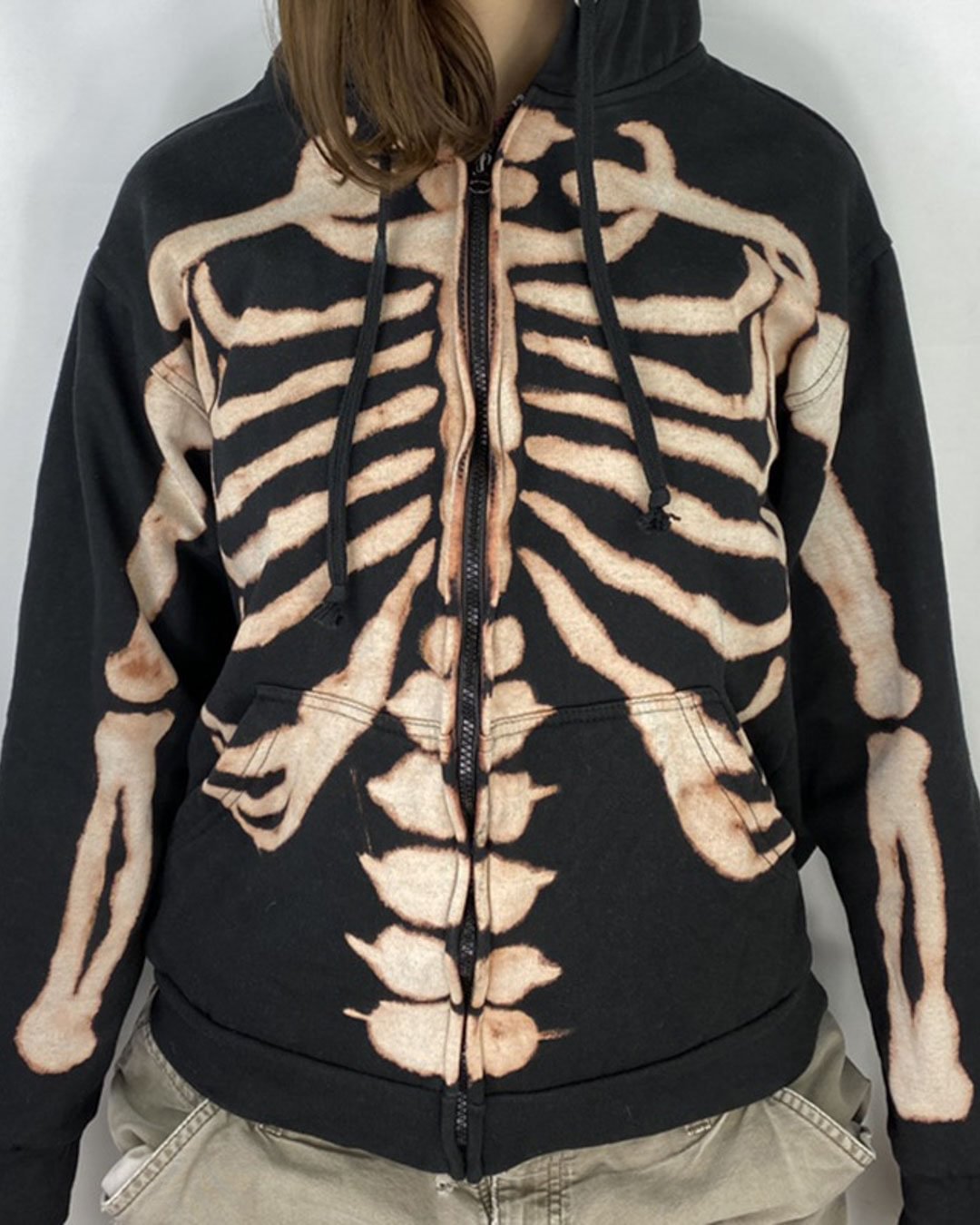 FashionV-FashionV Personalized Skull Print Hooded Jacket