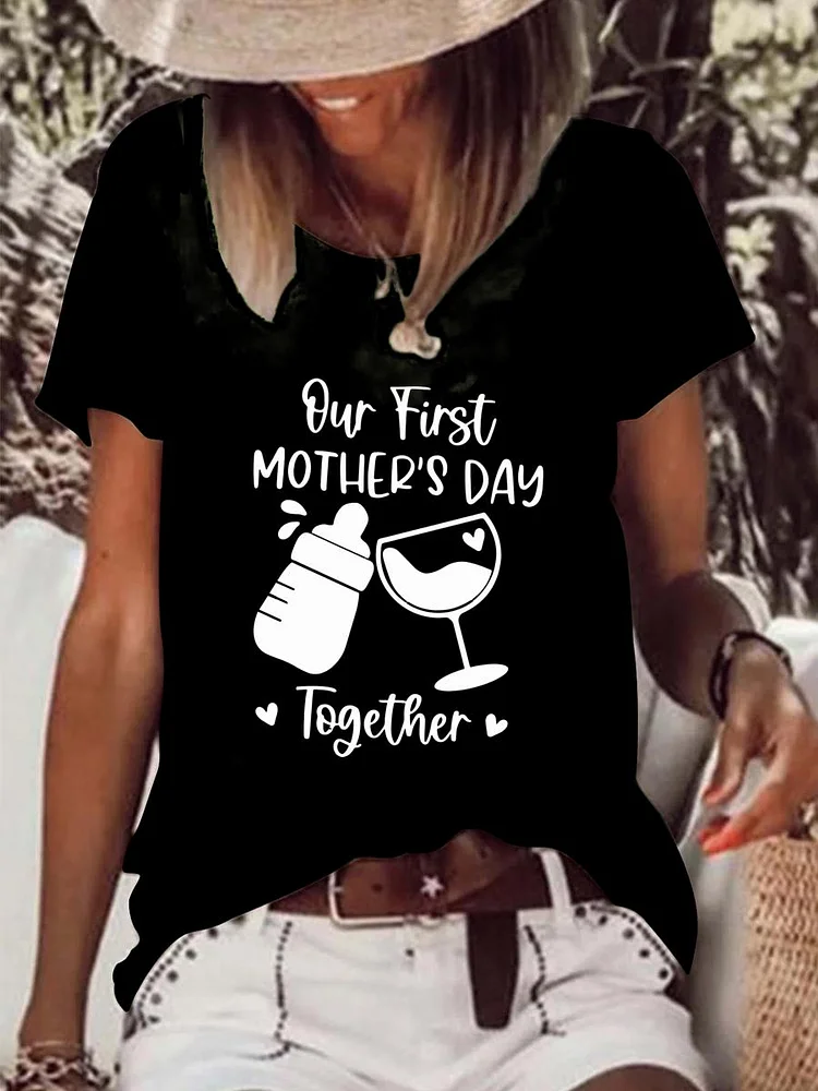 Our first mothers day together Raw Hem Tee-0025961