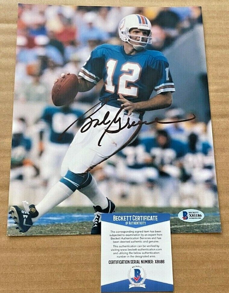 BOB GRIESE SIGNED MIAMI DOLPHINS 8X10 Photo Poster painting BECKETT CERTIFIED #2