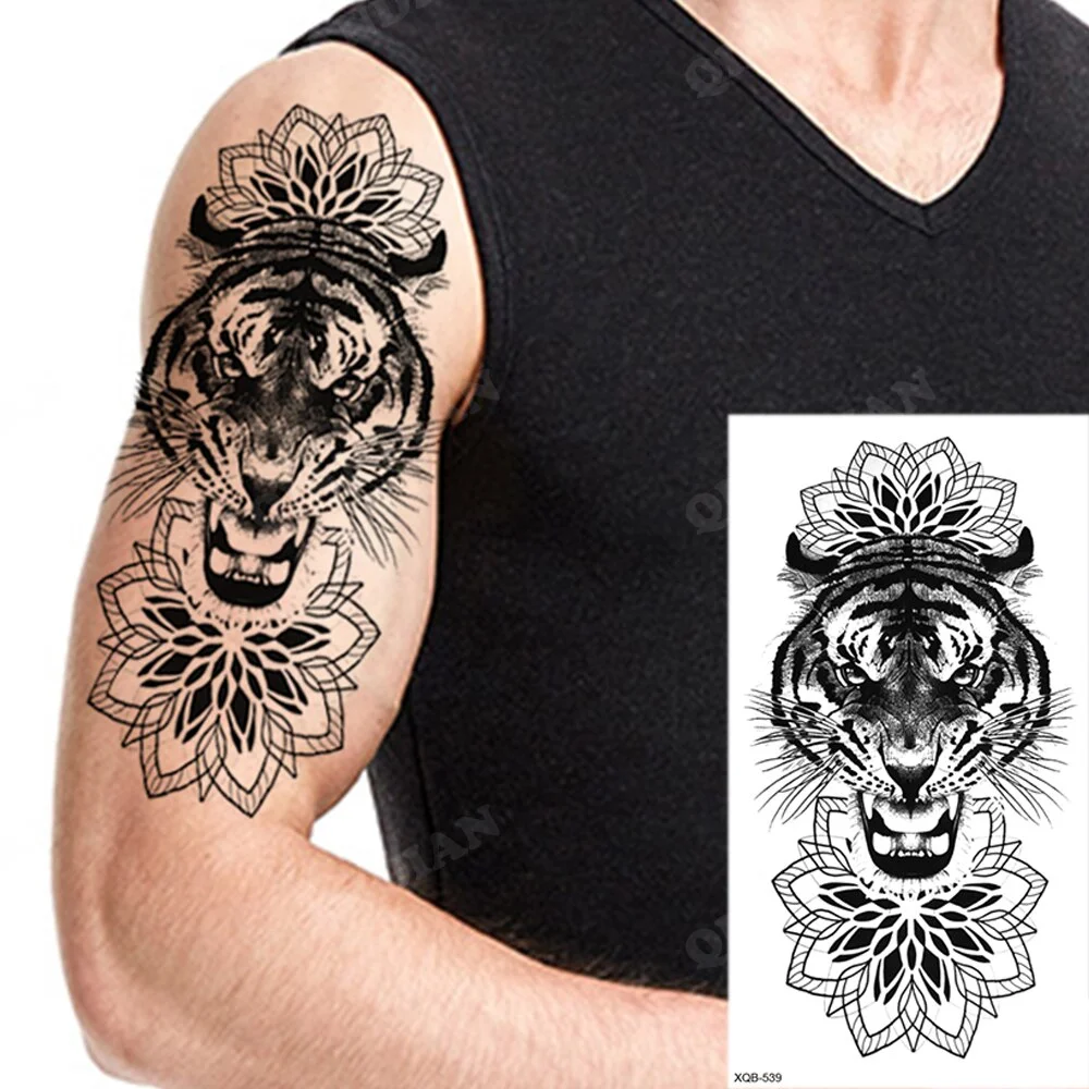 Sdrawing New Waterproof Temporary Tattoo Sticker Forest Lion King Tiger Skull Flash Man Wolf Dragon Body Art Arm Fake Tattoos Women