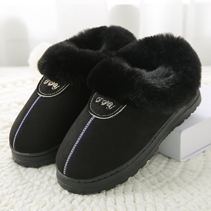 Comemore Winter Warm Women Slippers Female Platform Furry Fur Plush Men's Indoor Home Slipper House Shoes Woman Plus Size 44 New