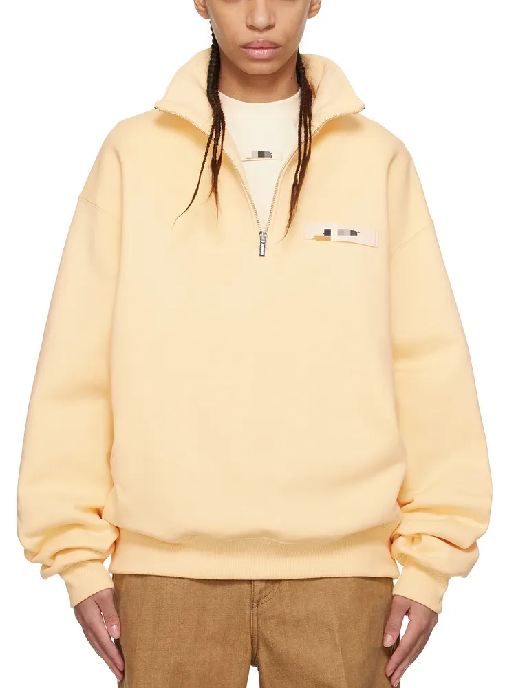 Half Zip Stand Collar Sweatshirt Solid Color Pullover Casual Long Sleeve Quarter Zip Hoodie